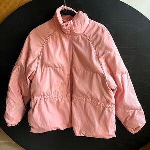 Ganni pink puffer down jacket. Size 34/Small
